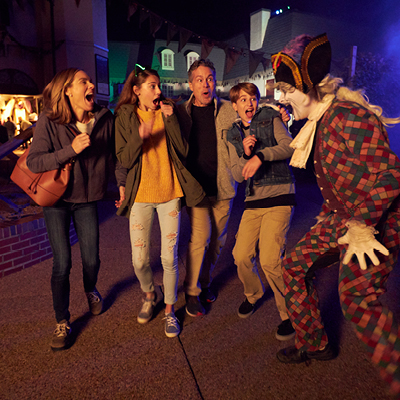 Family experiences thrills and surprises with laughter at Busch Gardens® Williamsburg’s Howl-O-Scream.