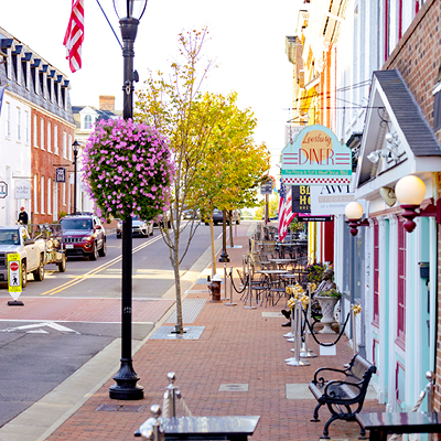 Picturesque King Street in downtown Leesburg.