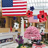 Interior of MGM National Harbor’s Conservatory featuring the America 250 art installation.