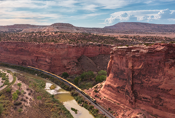 River Canyons with Train traveling through them