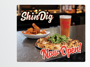 ShinDig - Now open - serving pizza, wings, and boozy things.