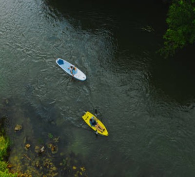 Kayaking river scene in Cynthiana, Kentucky