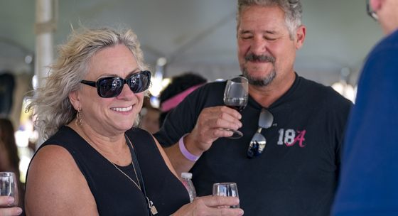 Two people enjoying Kentucky wine