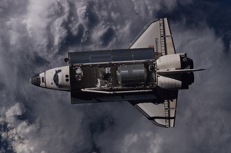 a space shuttle in the sky