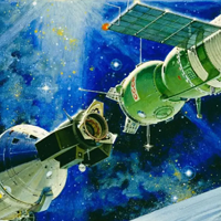 a space ship in outer space