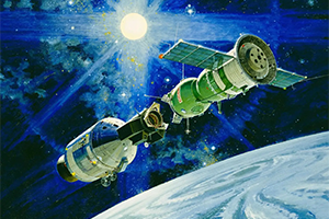 a space ship in outer space
