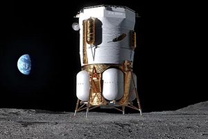 a white and gold space capsule on the moon