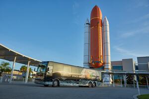 a shuttle on a truck