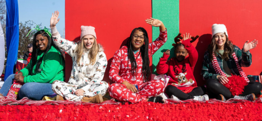 A group of women celebrate the holidays at an event in Ruston, Louisiana.