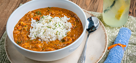 A bowl of crawfish étouffée.
