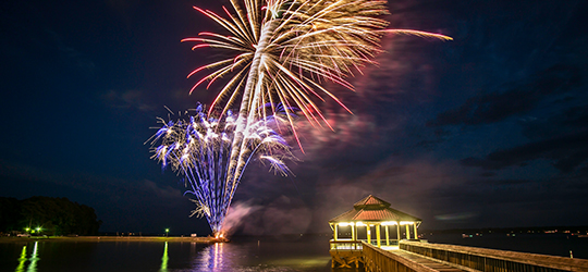 Fireworks over Toledo Bend Resort.