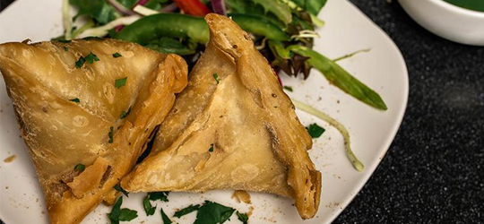 Samosas from Masala Indian Kitchen in Lafayette.
