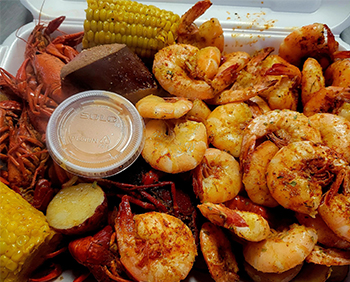 A platter of Louisiana seafood.