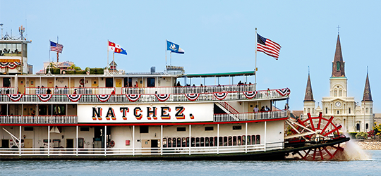 The Steamboat NATCHEZ on the Mississippi River.