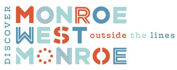 A logo that reads "Discover Monroe-West Monroe: Outside the Lines."