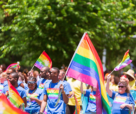 Picture of people participating in a Maryland Pride Parade.
