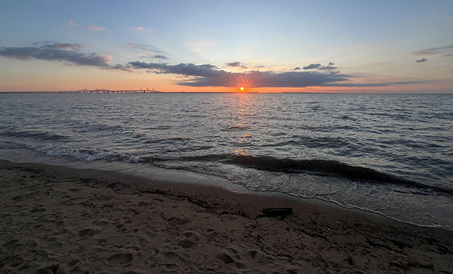 Picture of a stunning sunset at Terrapin Nature Park.