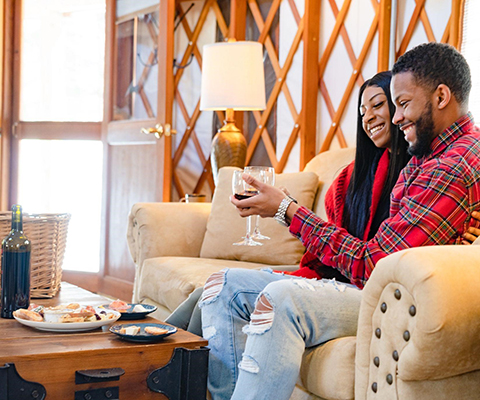 Picture of a young happy couple enjoying their weekend getaway.