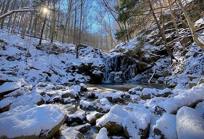It's a winter wonderland at Cascade Falls.
