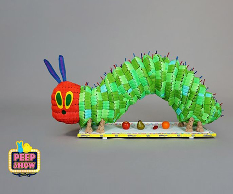 Caterpillar made out of Peeps Candy.
