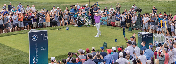 a pro golfer on the 15 hole during the BMW Golf Championship.