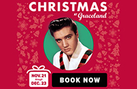 Christmas themed flyer with Elvis' photo that says 