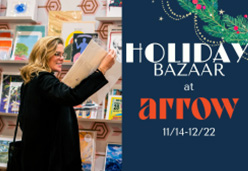 Christmas-themed flyer with a woman shopping prints at Arrow Creative that reads 