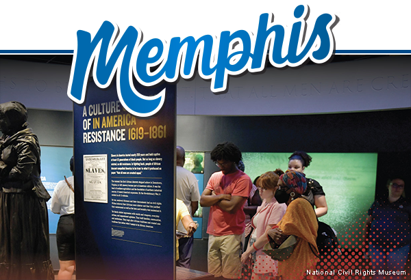 A group on a tour of the National Civil Rights Museum.