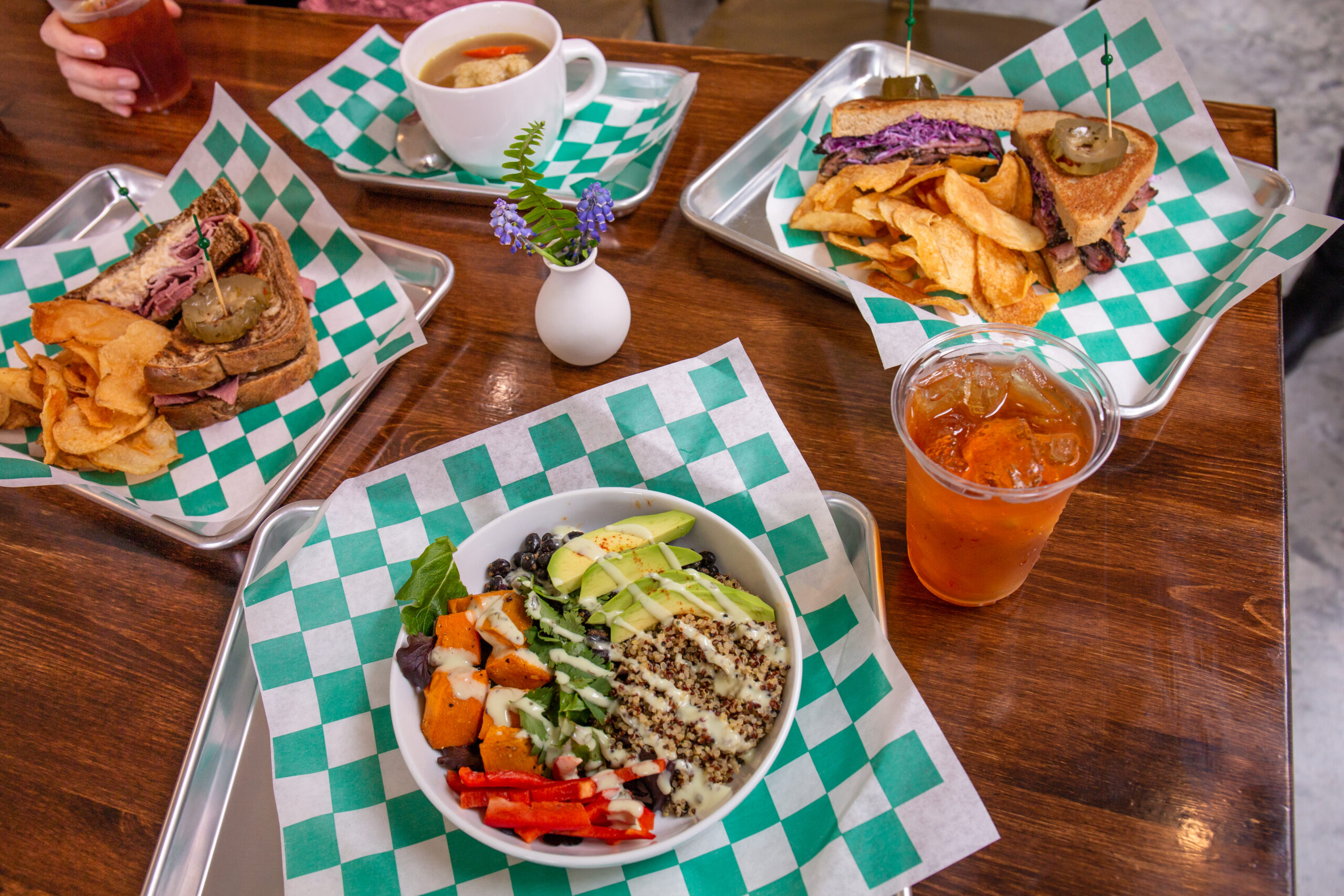 A table full of food from By the Brewery