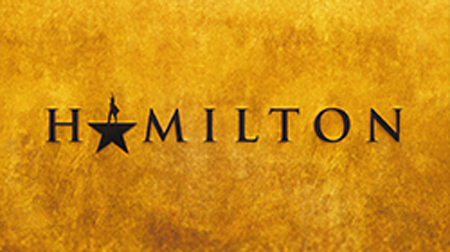 A promotional graphic of the Broadway musical Hamilton.