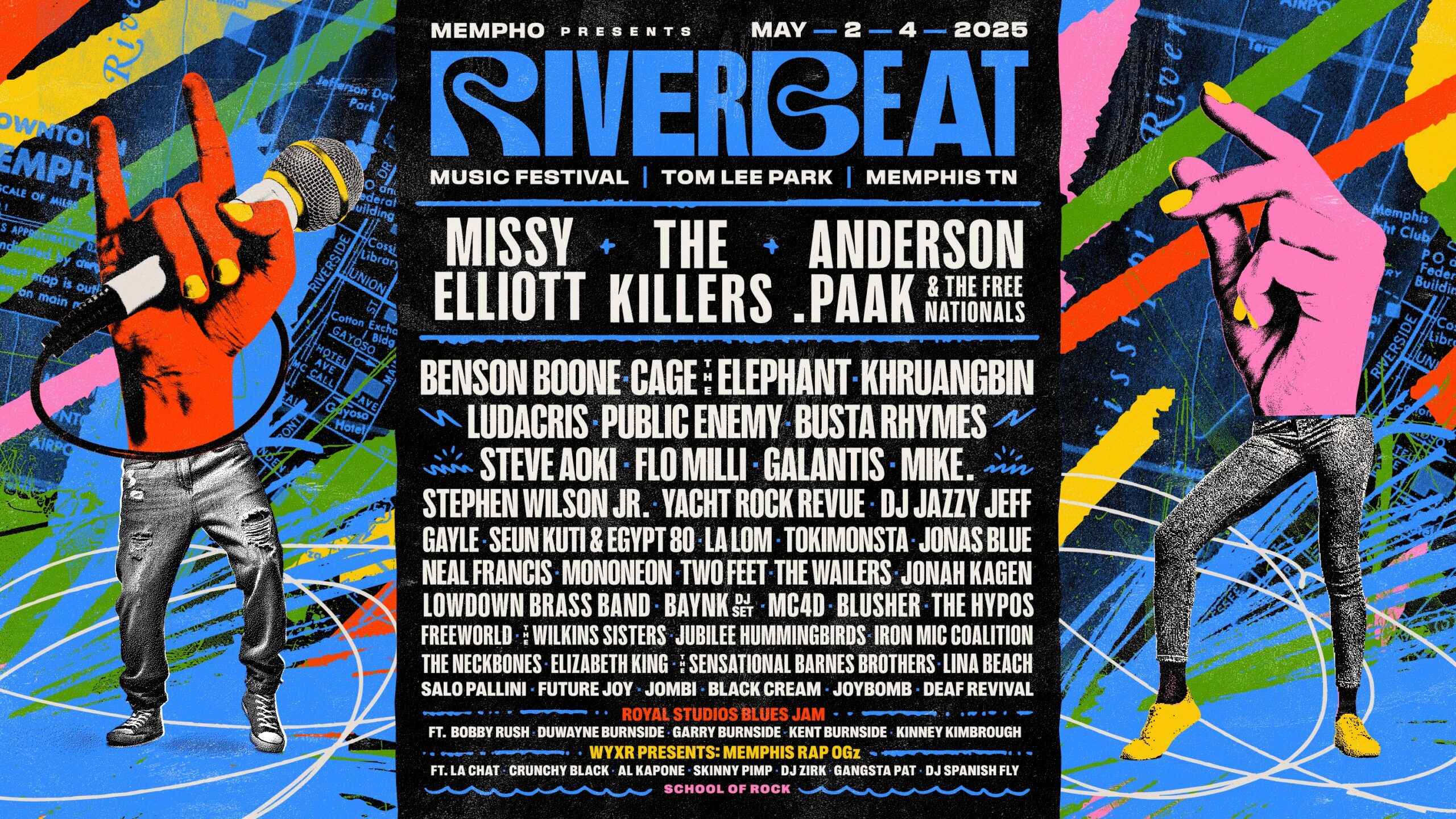 An image of the lineup poster for RiverBeat 2025 