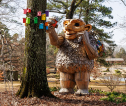 One of Thomas Dambo's Troll sculptures from his exhibit TROLLS: Save the Humans at Memphis Botanic Garden.
