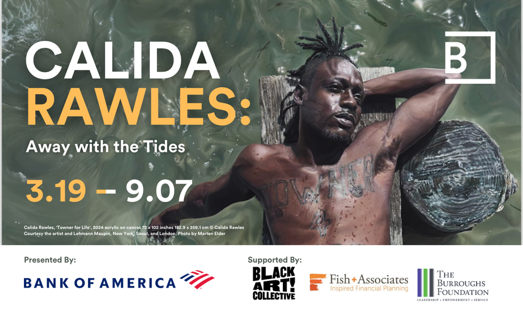 A Calida Rawles photo of a man lounging over water in a flyer for 
