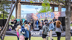 Crowds in front of the band playing at the World Championship Hot Wing Contest and Festival