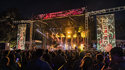 A crowd in front of the stage at Mempho Music Fest at Radians Amphitheater.
