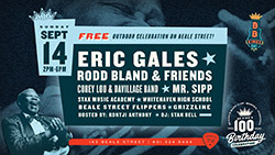 A flyer for B.B. King's 100th Birthday Celebration, listing the performing artists and event details.
