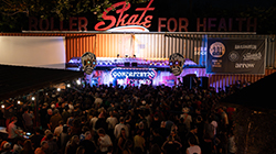 Crowds gather around the stage at Gonerfest with a vintage 
