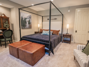 A four post bed in a room at the Morris Estate.