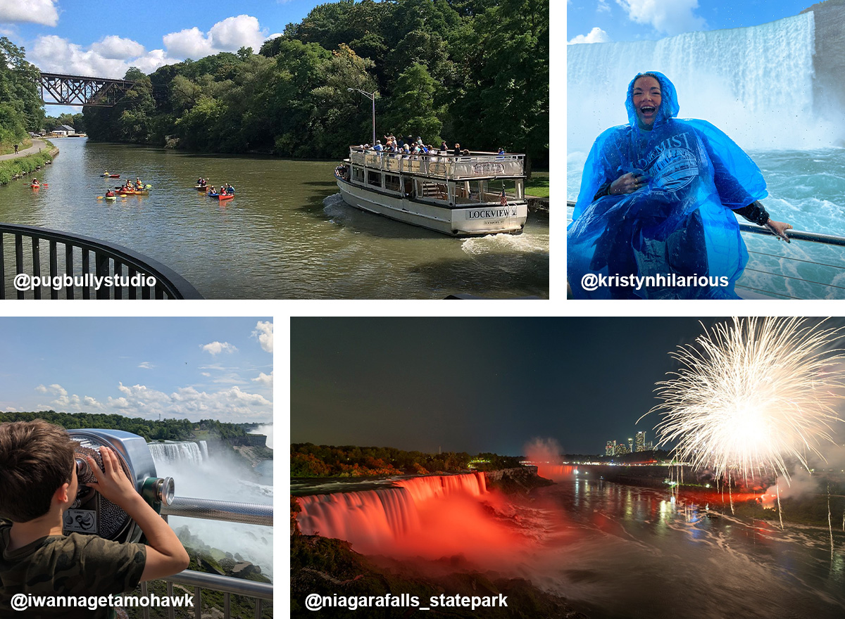 Collage featuring summer adventures in Niagara Falls USA.