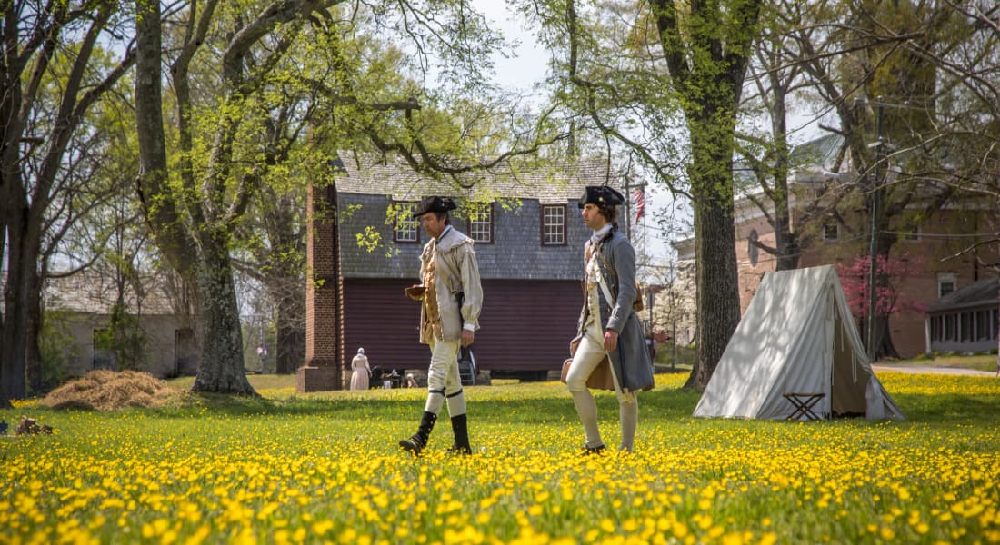 Halifax Resolves Prelude to Liberty Celebration Two Male Reenactors in front of the Tap Room