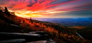 Sunset at Rough Ridge on the Blue Ridge Parkway near Boone, NC. 