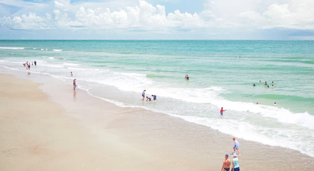 People enjoying the water and surf on the beach