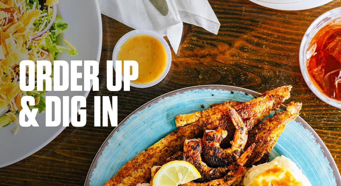 ORDER UP & DIG IN - Table spread from Frying Pan Restaurant in Southport, NC