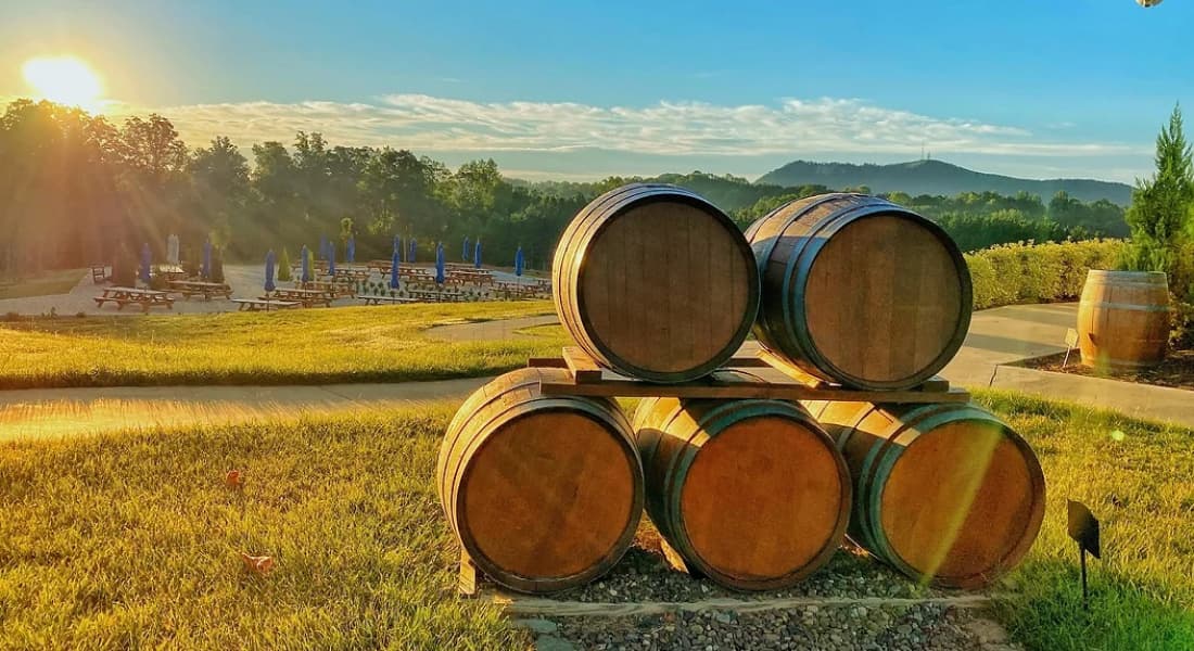 Stacked barrels - Veronet winery grounds