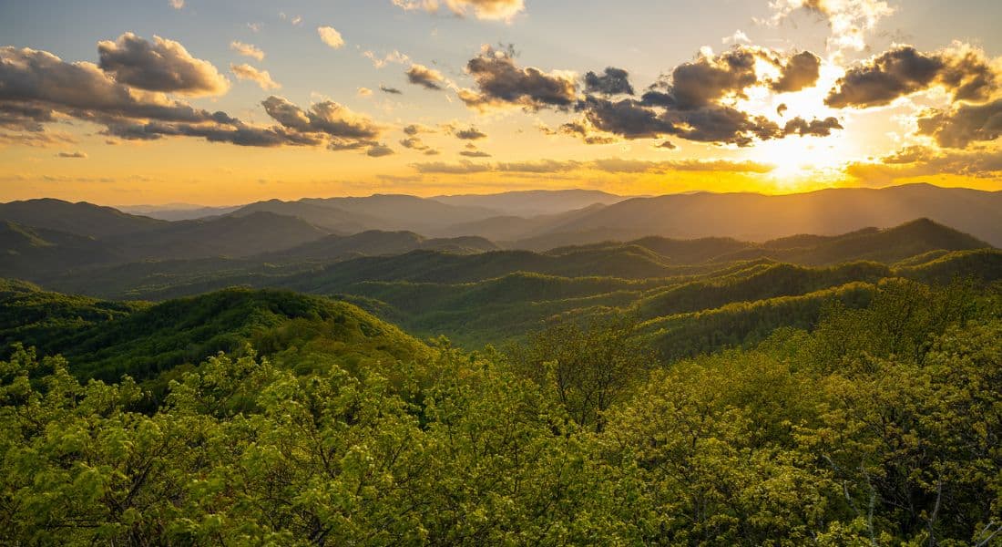 Aerial view of Cherokee County mountains