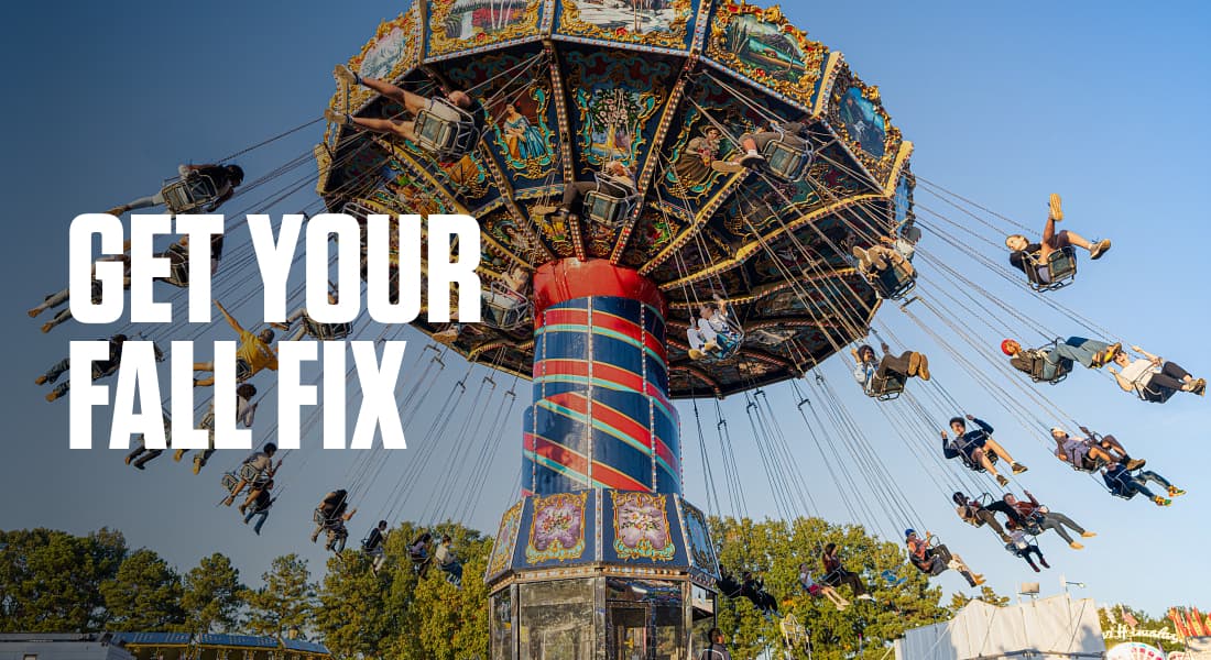 GET YOUR FALL FIX - Swing ride at the NC State Fair, Raleigh NC