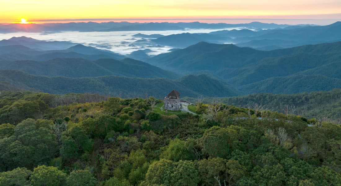 Arial view of Wayah Bald Tower