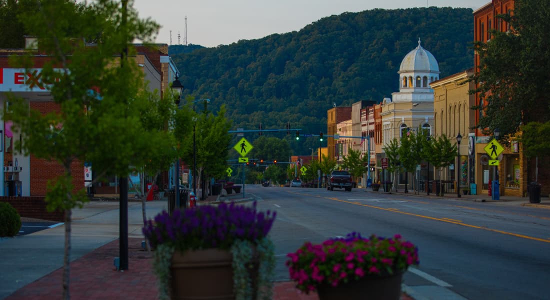 Street in Downtown Marion at Dawn