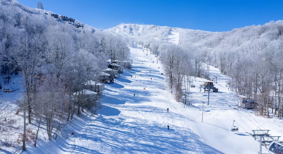 Aerial shot of the ski slopes, Sugar Mountain NC