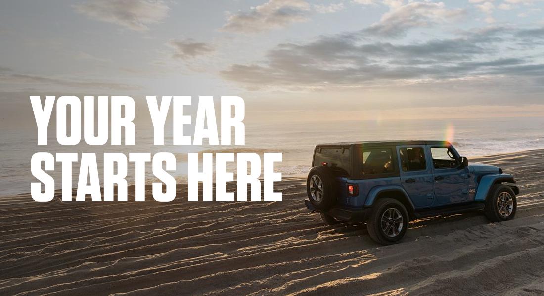 YOUR YEAR STARTS HERE - Jeep on Kure Beach as the sun rises, Wilmington NC